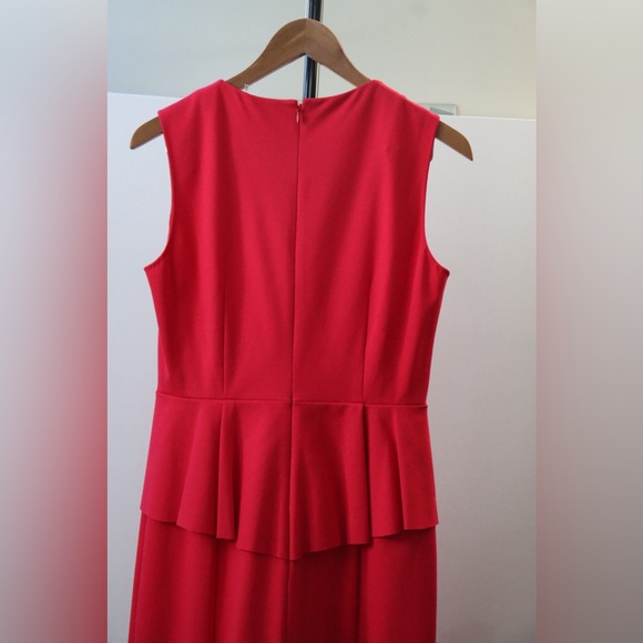 NWT Tulip Red/Pink Peplum Elle Tahari Judy Dress Size 10 - Picture 4 of 11